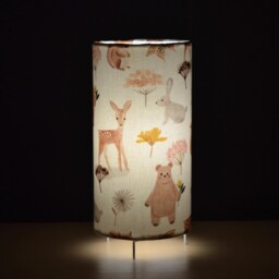 Michka White Fabric Animal Table Lamp, Children's Tube Lamp With Bear & Rabbit Animals, Bedside - thumbnail 4