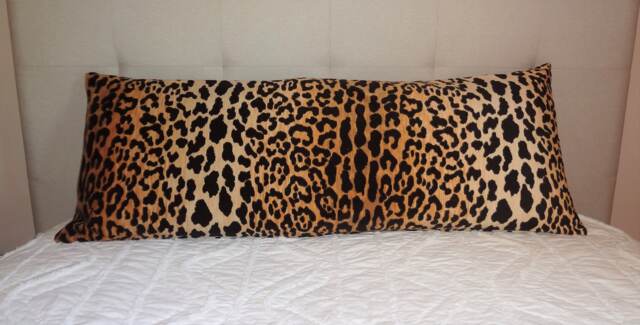 Velvet Leopard Print Body Pillow Cover - Braemore Jamil, Black & Tan - image 1