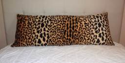 Velvet Leopard Print Body Pillow Cover - Braemore Jamil, Black & Tan - thumbnail 1