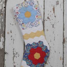 Vintage Quilt Christmas Stocking Hand-Stitched Floral Design - thumbnail 2