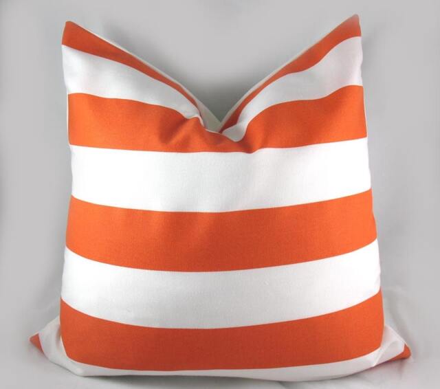 Orange Awning Stripes - Indoor Outdoor Decorative Pillow Cushion Covers Accent Throw - image 1
