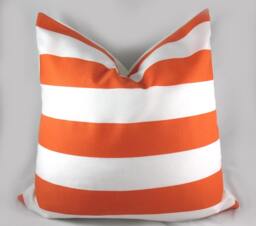 Orange Awning Stripes - Indoor Outdoor Decorative Pillow Cushion Covers Accent Throw - thumbnail 1