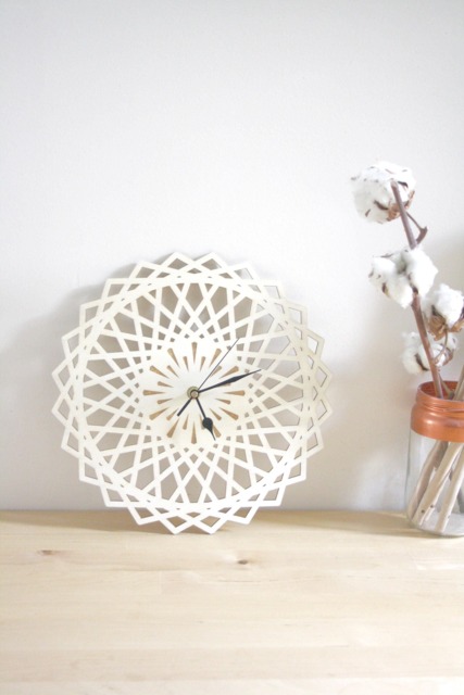 Modern Wall Clock, Star Shape, Geometric Design, Natural Interior Decoration, Wooden Object, Home Decor, Engagement Gift, Scandi Hygge Style - image 1