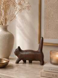 Kitten Sculpture From Wood - Hand Carved Figurine Boho Decor - thumbnail 1