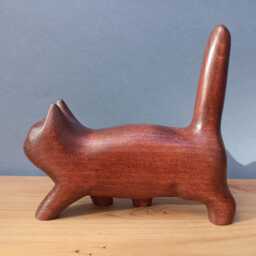 Kitten Sculpture From Wood - Hand Carved Figurine Boho Decor - thumbnail 2