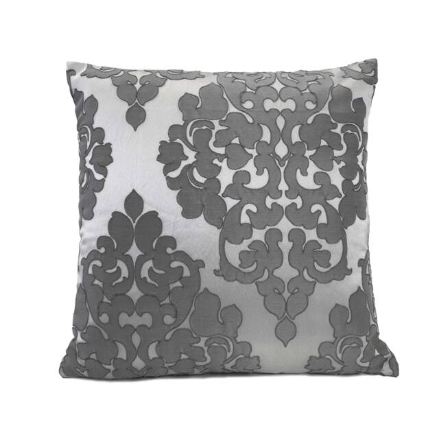 Gray/Silver Throw Pillow Cover, Decorative Cushion Covers, Toss Satin Blend Floral Trendy Farmhouse Modern Textured Pillow - image 1