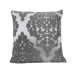 Gray/Silver Throw Pillow Cover, Decorative Cushion Covers, Toss Satin Blend Floral Trendy Farmhouse Modern Textured Pillow - thumbnail 1