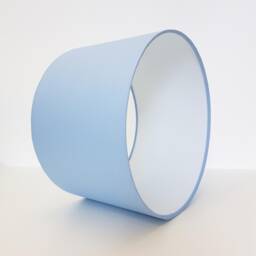 Light Blue Lampshade in Cotton With White Lining, Large Plain Ceiling Lightshade - thumbnail 3