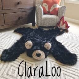Black Bear Rug in Faux Fur For Forest Nursery Decor - thumbnail 3