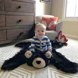 Black Bear Rug in Faux Fur For Forest Nursery Decor - thumbnail 1
