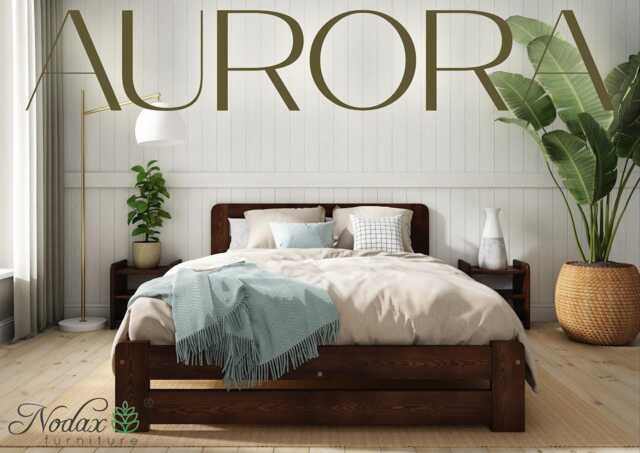 Nodax Wooden Solid Bed Frame in Walnut Finish - Model Aurora - F1 - image 1