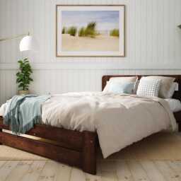 Nodax Wooden Solid Bed Frame in Walnut Finish - Model Aurora - F1 - thumbnail 2