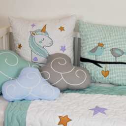Unicorn Baby Blanket, Fantasy Quilt, Clouds , Magical Nursery, Horse Bedding, Shower Gift Idea - thumbnail 3