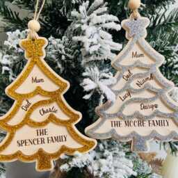 Personalised Family Names Christmas Tree Ornament, Custom 3D Decoration, Hanging Decorations, Name Tree, Gifts - thumbnail 2