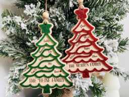 Personalised Family Names Christmas Tree Ornament, Custom 3D Decoration, Hanging Decorations, Name Tree, Gifts