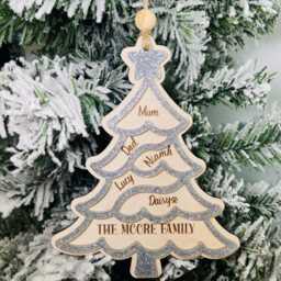 Personalised Family Names Christmas Tree Ornament, Custom 3D Decoration, Hanging Decorations, Name Tree, Gifts - thumbnail 4
