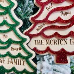 Personalised Family Names Christmas Tree Ornament, Custom 3D Decoration, Hanging Decorations, Name Tree, Gifts - thumbnail 3