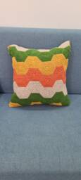 Crochet Pillow Cover Colorful, Granny Square Chevron Cover, Cushion Coloful Pillow Cover - thumbnail 1