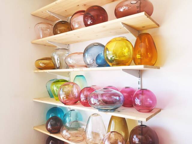 Colored Glass Pendant Lights. Kitchen Lighting. Lights Over Dining Table. Hand Blown Custom - image 1