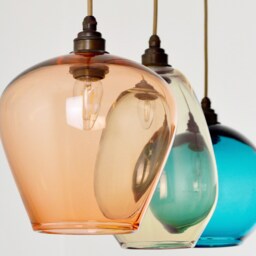 Colored Glass Pendant Lights. Kitchen Lighting. Lights Over Dining Table. Hand Blown Custom - thumbnail 3