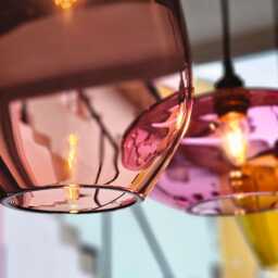 Set Of 3 Handblown Glass Pendant Lights. Custom Kitchen Island Individual Hanging Lamps - thumbnail 2