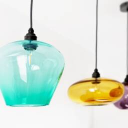 Colored Glass Pendant Lights. Kitchen Lighting. Lights Over Dining Table. Hand Blown Custom - thumbnail 2
