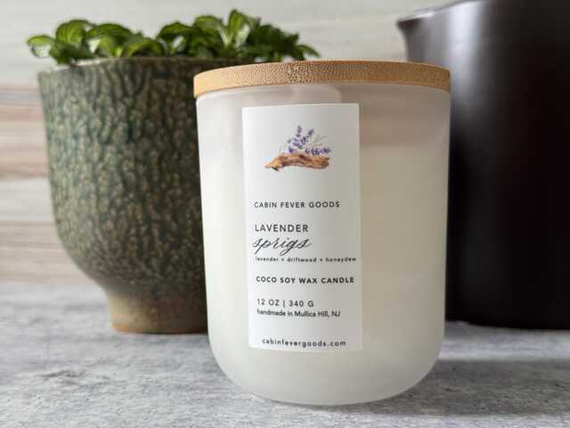 Lavender Bergamot Soy Candle Herbal Luxury Scent, 12 Oz - image 1