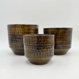 Handmade Ceramic Plant Pot Savanna Brown Retro Style, Multiple Sizes, D15cm-D33cm - thumbnail 2