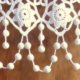 Crochet Hand Brise - French Craftsmanship, Created By Sylvette Raisonnier, Small Beaded Star Pattern - thumbnail 2