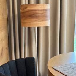 Handmade Natural Chestnut Wood Floor Lamp - Veneer Lampshade - thumbnail 3
