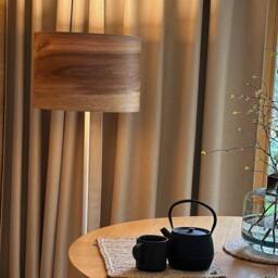Handmade Natural Chestnut Wood Floor Lamp - Veneer Lampshade - thumbnail 2