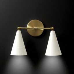 Italian Style Cone Shape Mid Century Antique Raw Brass Finish - Bedroom Lights Vanity Lamps Wall Light Sconce Fixtures - thumbnail 2