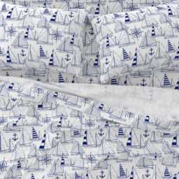 Blue Sailboats Sheets - Navy White By Mirabelle_Print Nautical Anchor Cotton Sateen Sheet Set Bedding Spoonflower - thumbnail 3