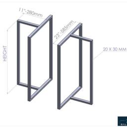 "Brass T-Look Dining Table Legs - 28"" H X 23"" W 11"" - Minimalist Custom Height 26""-30" - thumbnail 4