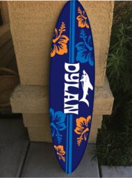 Custom Surfboard Wall Decor Hawaiian Beach Art, Personalized Name - thumbnail 1