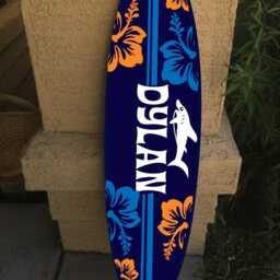 Custom Surfboard Wall Decor Hawaiian Beach Art, Personalized Name - thumbnail 2