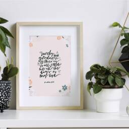 Surely Goodness & Mercy Will Follow Me, Psalm 236 Christian Print, Family Wall Art Faith Print Religious Gift - thumbnail 2