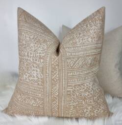 Ostuni - Andrew Martin Batik Design Fabric Handmade Cushion Cover Pillow Almond Colourway Linen Blend - thumbnail 1