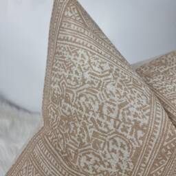Ostuni - Andrew Martin Batik Design Fabric Handmade Cushion Cover Pillow Almond Colourway Linen Blend - thumbnail 3