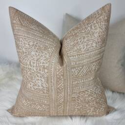 Ostuni - Andrew Martin Batik Design Fabric Handmade Cushion Cover Pillow Almond Colourway Linen Blend - thumbnail 2