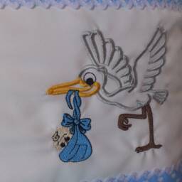 Pillow With Name For Birth - Stork Light Blue - thumbnail 2