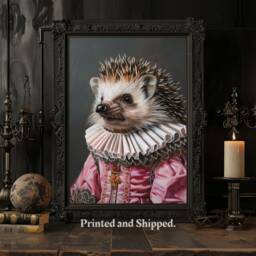Rococo Hedgehog Art Print Whimsical Renaissance Animal Portrait - thumbnail 2