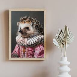 Rococo Hedgehog Art Print Whimsical Renaissance Animal Portrait - thumbnail 3