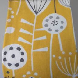 Ochre Mustard Toilet Paper Holder Storage For1 Or 2 Rolls - Yellow With White Grey Flowers. Guests Bathroom - thumbnail 3
