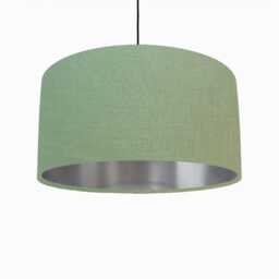 Sage Green Lampshade in Linen With Silver Lining - thumbnail 1