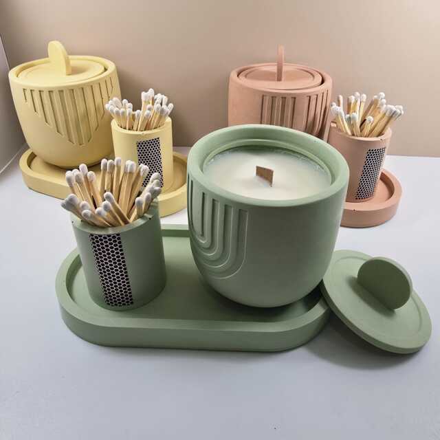 Jesmonite.candle.candle Gift Set.homeware.minimal.handmade.gift.sustainable.pastel.trinket Dish.match Holder.home Decor.scandinavian - image 1