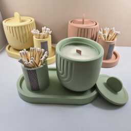 Jesmonite.candle.candle Gift Set.homeware.minimal.handmade.gift.sustainable.pastel.trinket Dish.match Holder.home Decor.scandinavian - thumbnail 1