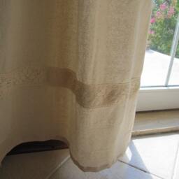 Rustic Curtain Panels With Lace Trim, Canvas Cotton Linen Curtain Panels, Chic Farmhouse French Country Home -Rod Pocket-Nurdanceyiz - thumbnail 3