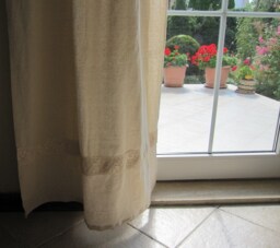 Rustic Curtain Panels With Lace Trim, Canvas Cotton Linen Curtain Panels, Chic Farmhouse French Country Home -Rod Pocket-Nurdanceyiz