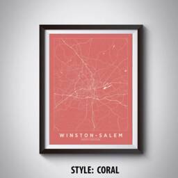 Winston-Salem Nc Map Art Print Roadways & Waterways - thumbnail 3